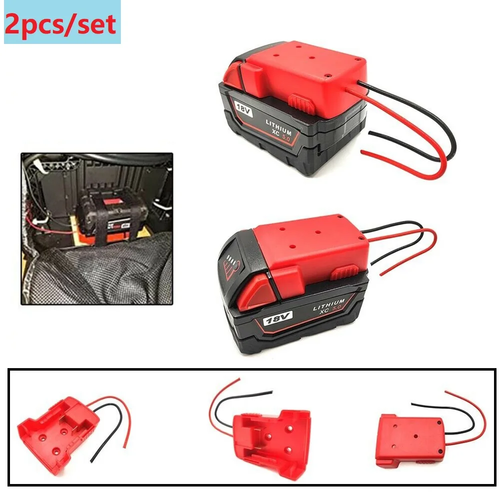 

2PC Battery Adapter 12AWG Red Power Battery Converter For Milwaukee M18 Li-ion Battery DHL 135mm Wire Length Power Tools Parts