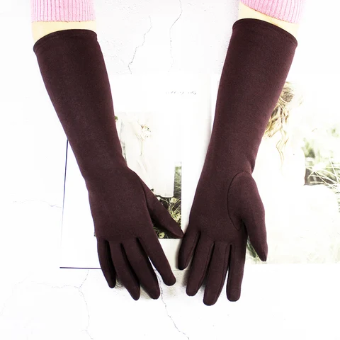 Хлопковые вязаные теплые перчатки женские солнцезащитные эластичные Длинные Простые Модные ветрозащитные рукава 38 см для осени и зимы