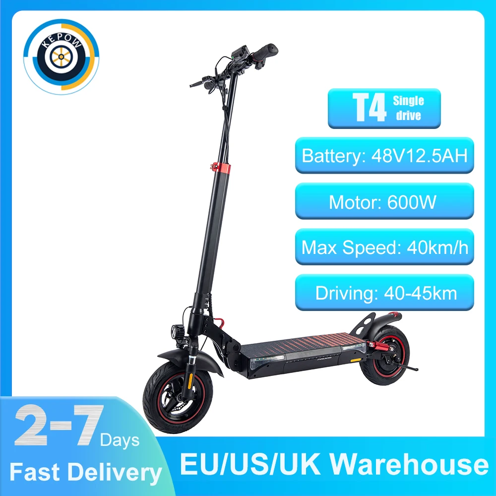 

EU Stock Kepow Electric Scooter 600W 12.5AH Powerful T4 Electric Kick Scooter 10INCH OFFroad Tire E Scooter 45Km/H 40-45km