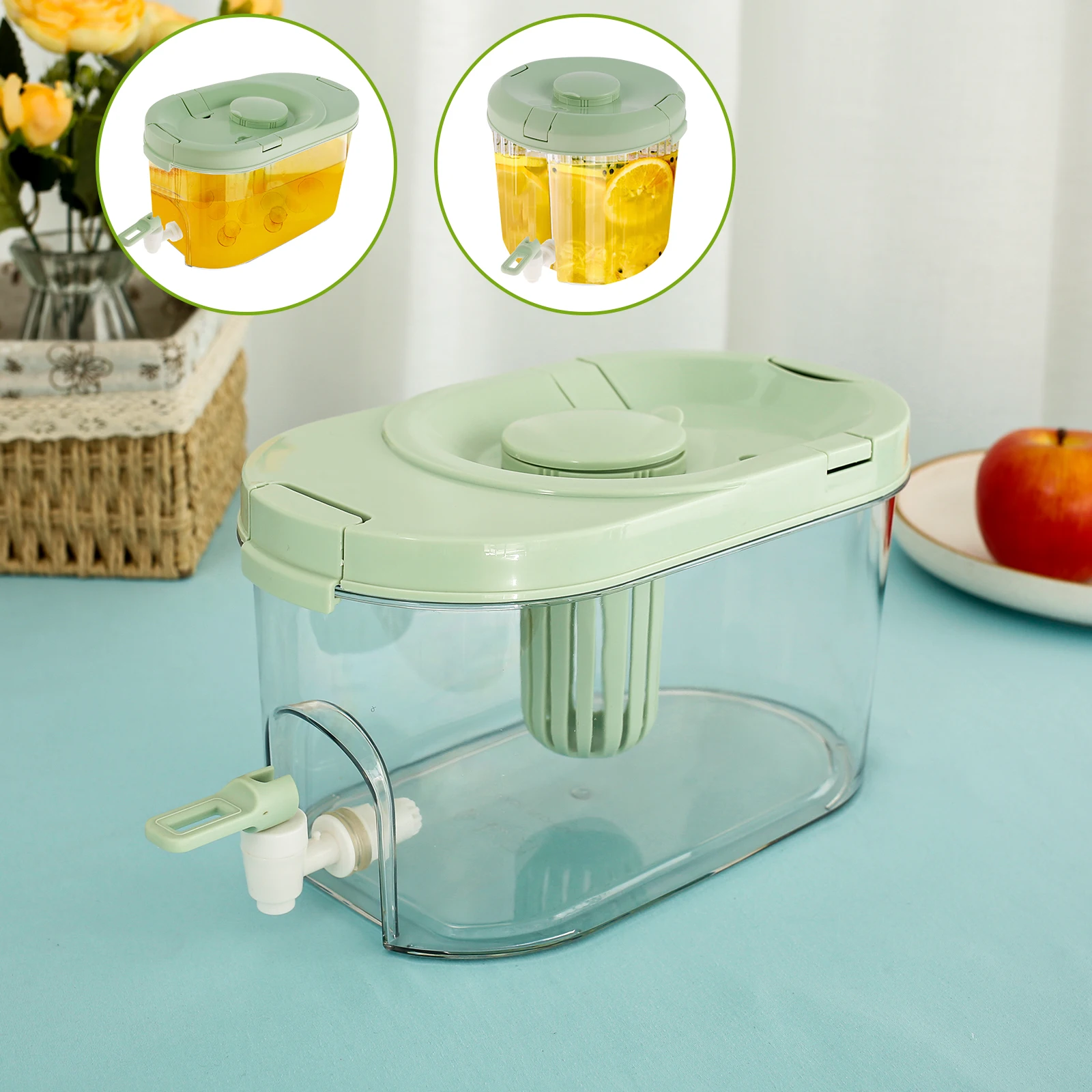 

Drink Dispenser Container with Faucet 4L Large Capacity Juice Jug Dispenser Leakproof Beverage Dispensers Refrigerator Cold