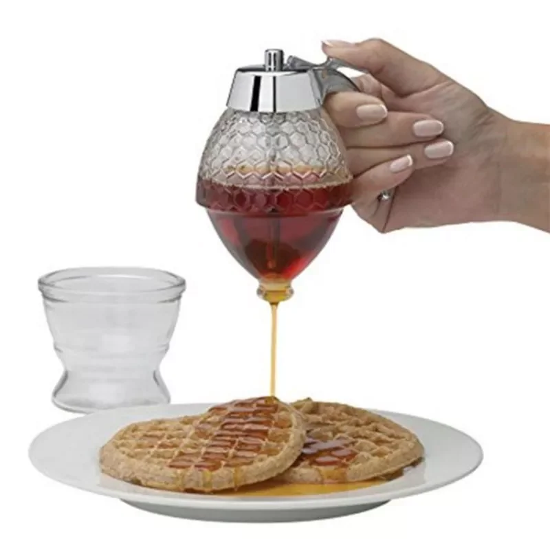 

2022New Bottle Syrup Juice Dispenser Acrylic Honey Syrup Dispenser Honey Pot Container Kitchen Cans Preserved