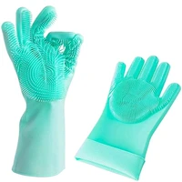 1 pair scrub rubber gloves silicone reusable anti cut kitchen gloves washing dishes latex cleaning wear heat resistant scrubbers