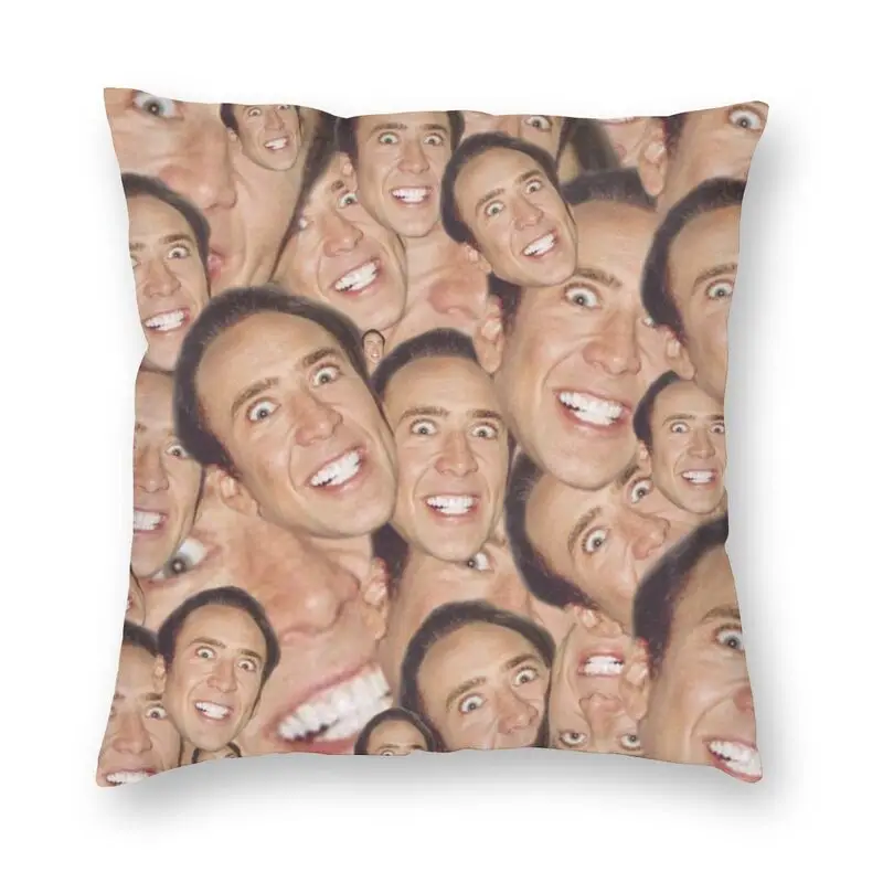 

Nicolas Cage Face Collage Design Throw Pillow Cover Home Decorative Custom Funny Meme Cushion Cover 45x45cm Pillowcover for Sofa