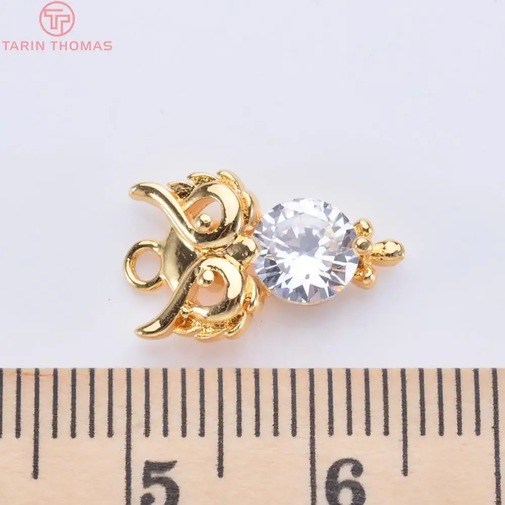 (696) 6 шт. 17x10 мм 24-каратное золото латунь с цирконом подвески в виде совы высокое