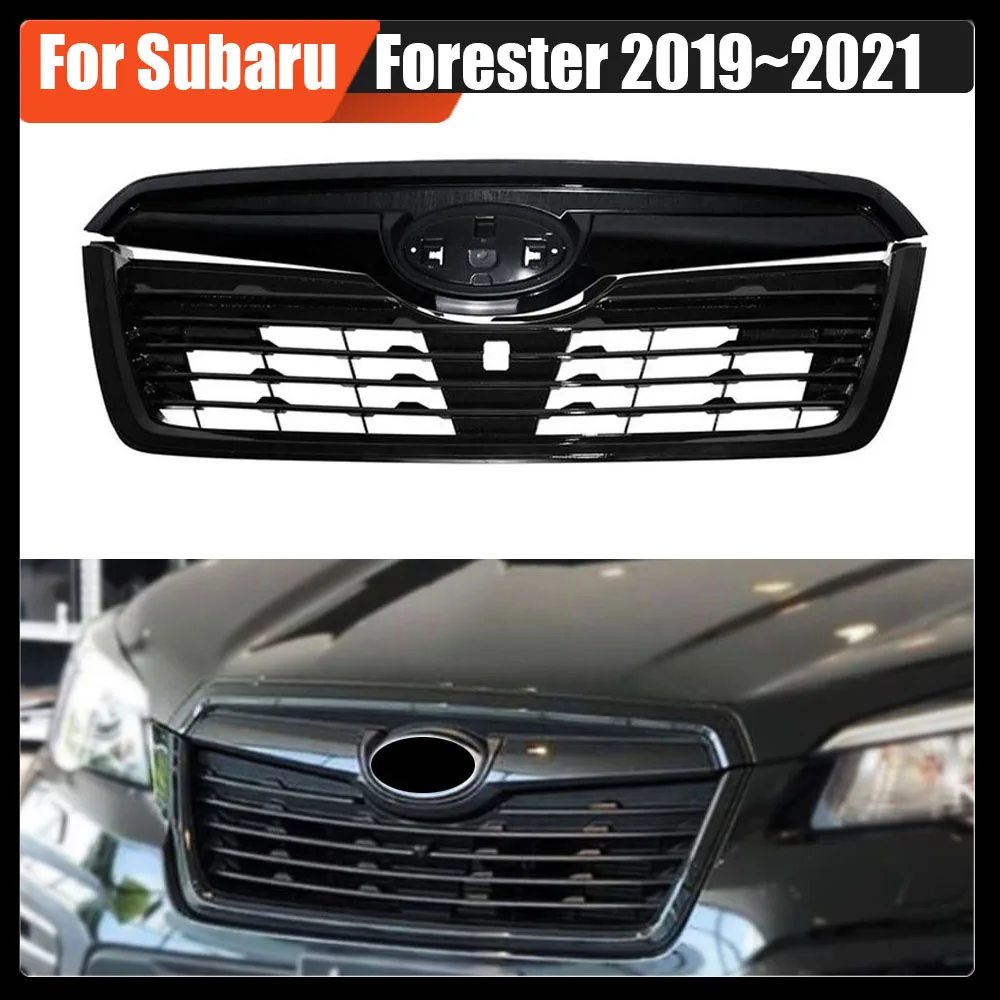 

For Subaru Forester 2019~2021 Abs Oem Style Front Grill Mesh Kit GLoss Black Upper Bumper Grille Racing Grills