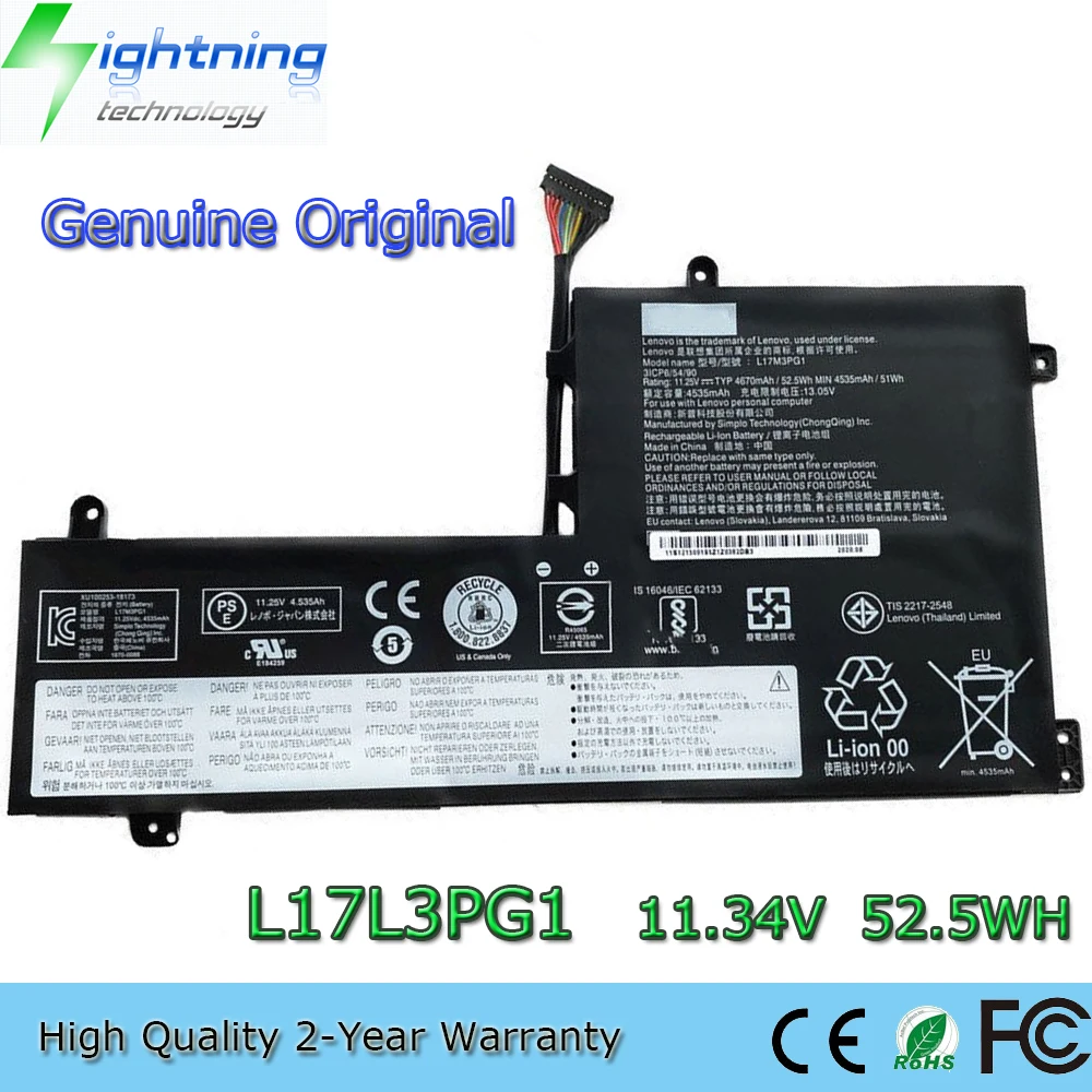 

New Genuine Original L17C3PG1 11.34V 52.5Wh Laptop Battery for Lenovo Legion Y530-15ICH Y545-PG0 Y540-17IRH Y540-15IRH