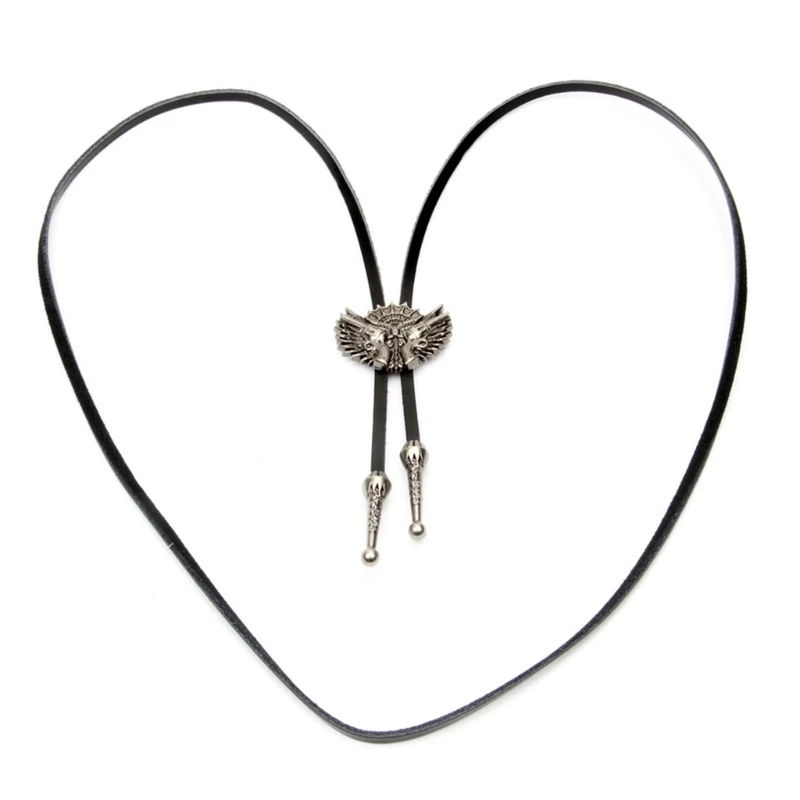 Элегантный черный галстук-боло с выгравированной подвеской. Ковбойский галстук