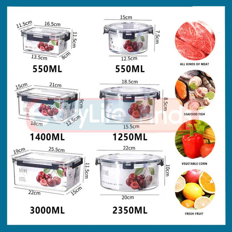 

Refrigerator Storage Box Fridge Organizer Fresh Vegetable Fruit Boxes Drain Basket Storage Containers Pantry Kitchen Organizer