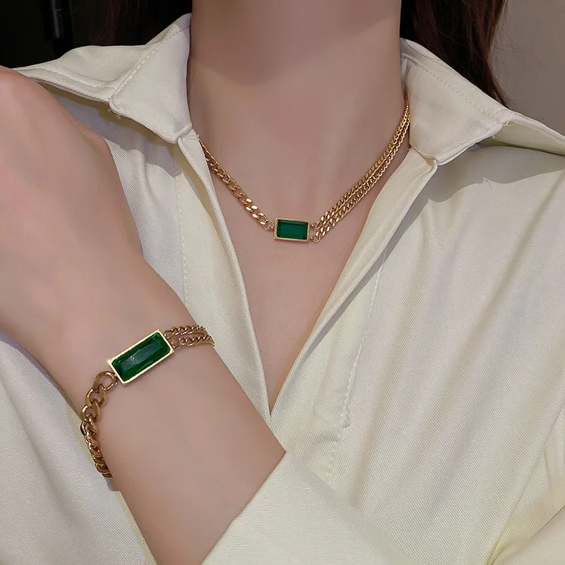 

New In Alloy Bracelet Ring Necklace Earrings Retro Charm Jewelry Set Double Adjustable Design Simple Women Jewelry Novel Gift