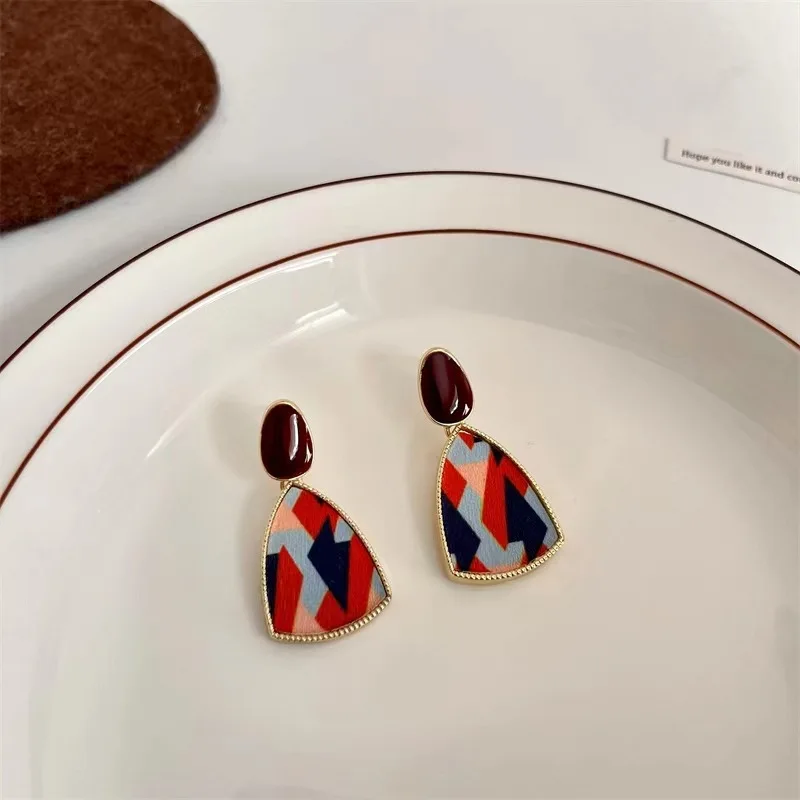 

S925 Silver Needle Stud Earrings Summer Leopard Print Exquisite Stitching Korean Woman Personality Party Jewelry Gift Gothic