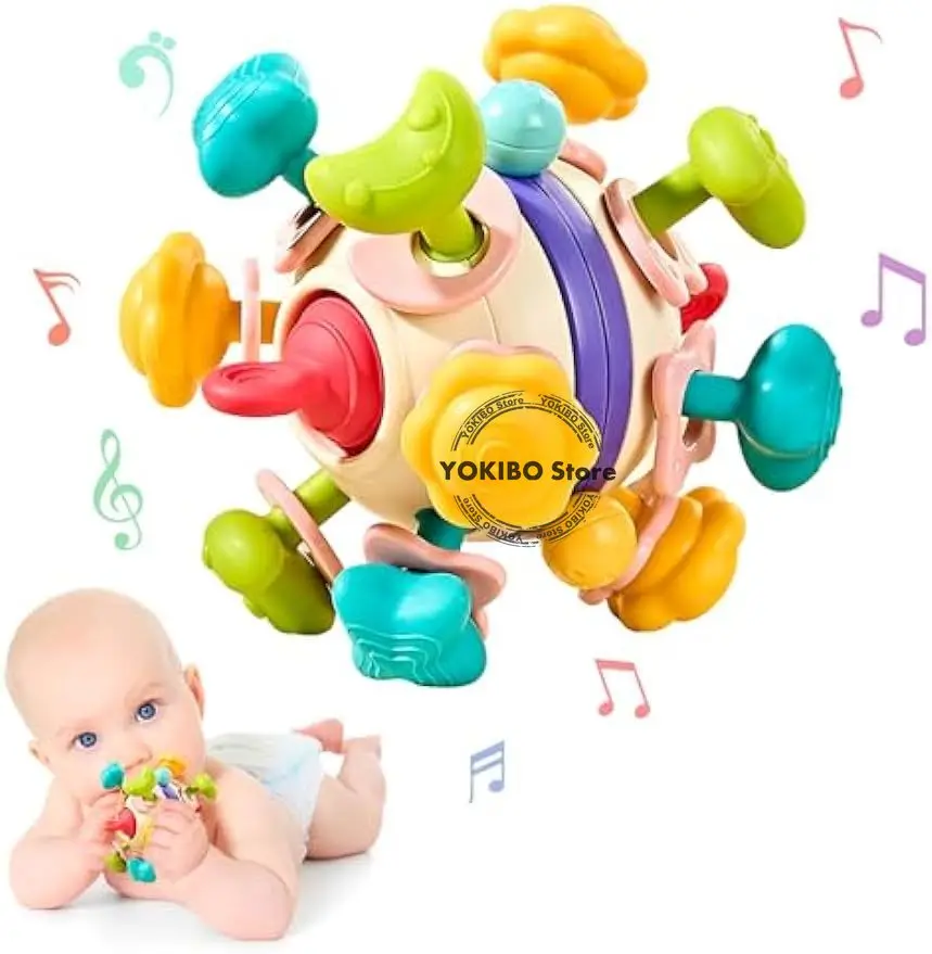 

Baby Sensory Toys - Teething Montessori Toys for Babies, Infant Teethers Toys, Baby Rattle Chew Toys 0-3-6-12 to 18 Months