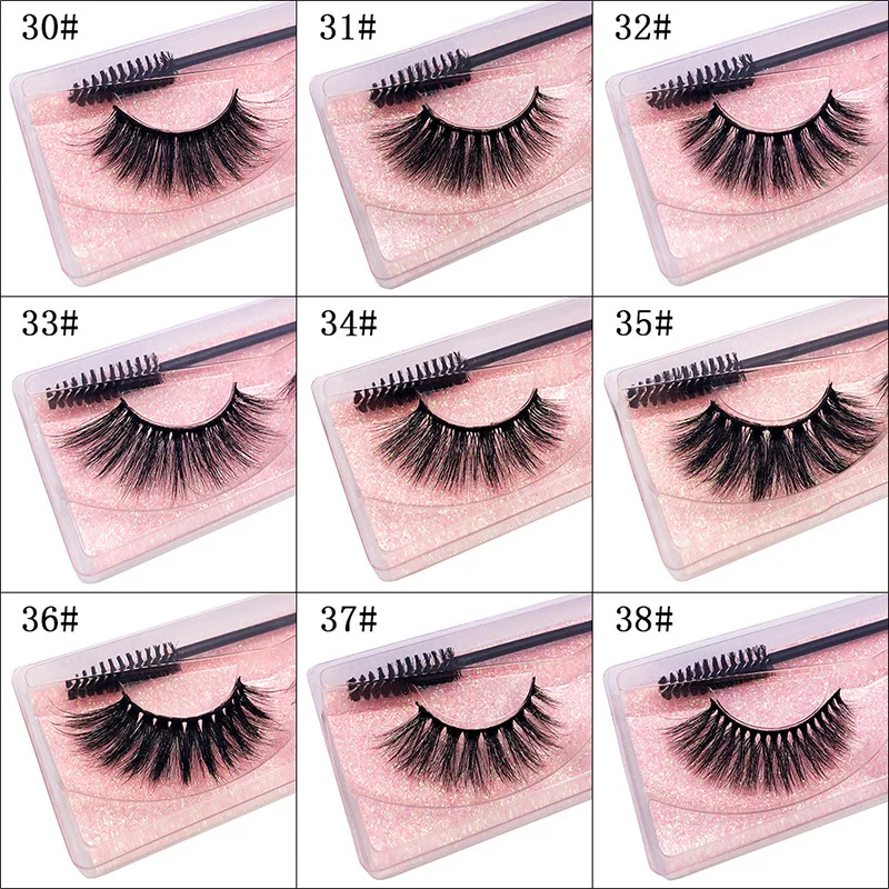 50Pairs 3D Mink Lashes Natural Fluffy Fake Eyelashes Wholesale Makeup Beauty Extension Cilia Set With brush and tweezers