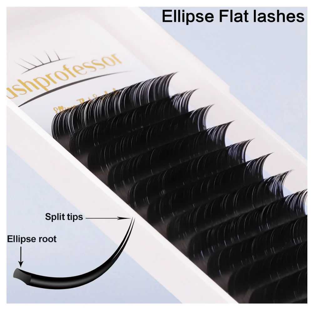 

Lashprofessor Ellipse Flat Lashes Matte Black Soft Split Tip Ellipse Shaped Cashmere False Eyelash Mink Flat Eyelash Extension