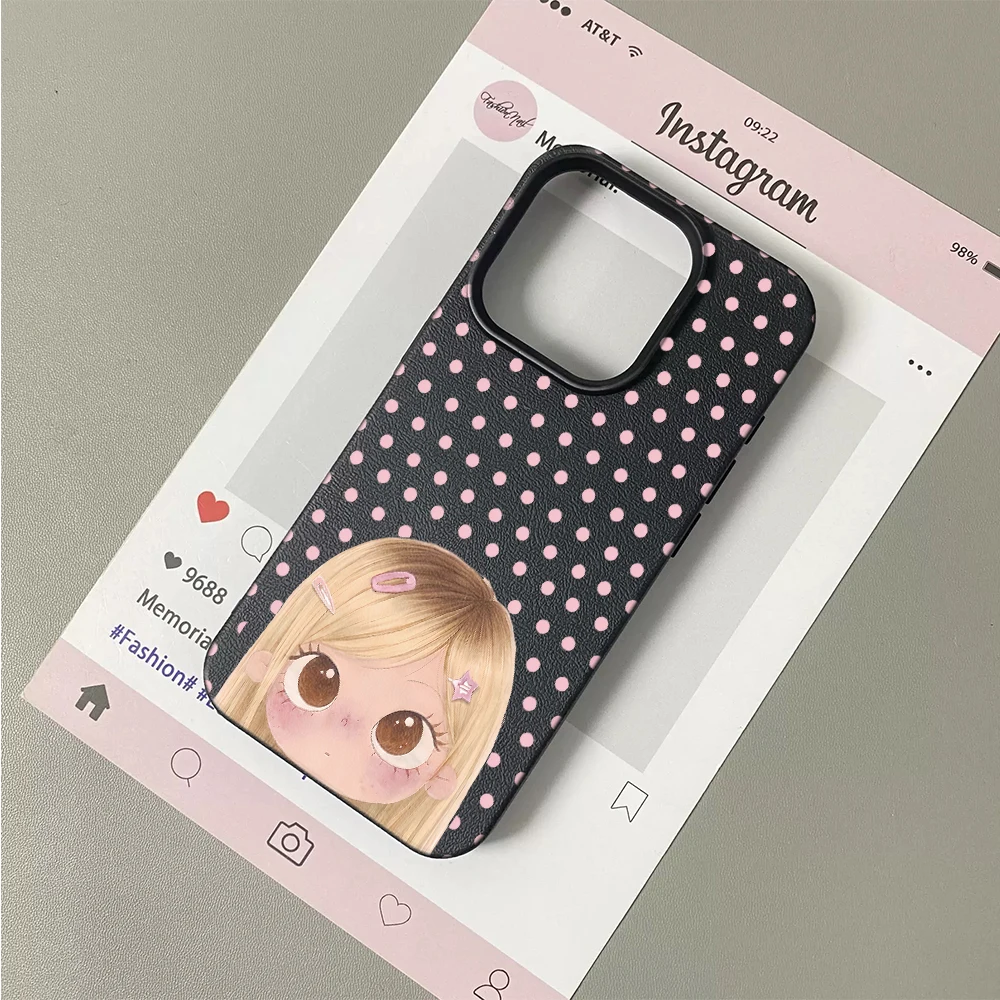 Фото Милый чехол для iPhone 11 12 13 14 15 16 17 Pro Max Plus Air с креативным дизайном в горошек для блондинок, мягкий чехол из поликарбоната №3