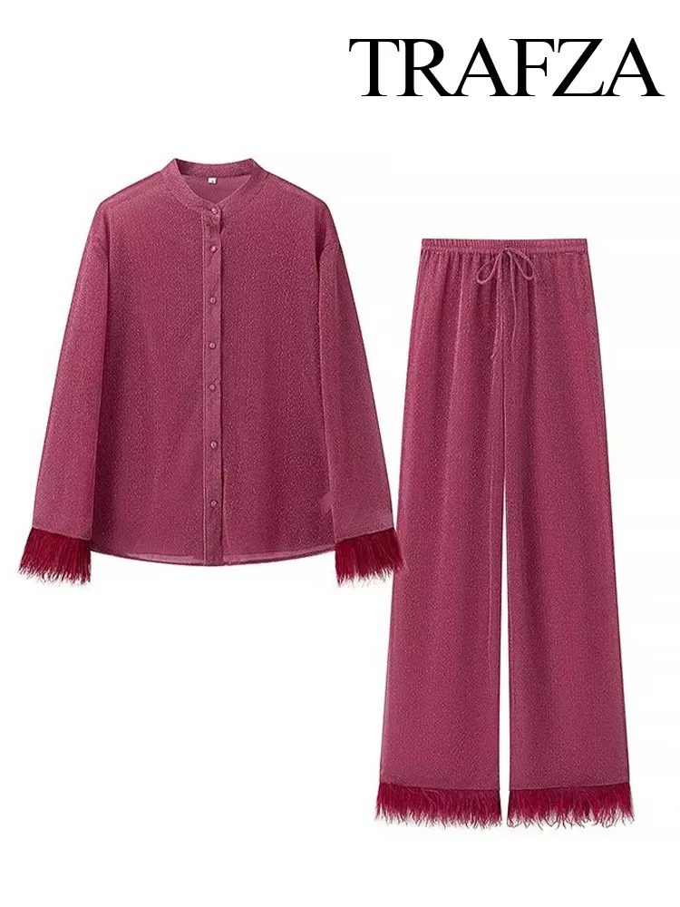 Брюки женские нишевые однотонные с длинным рукавом и поясом на резинке