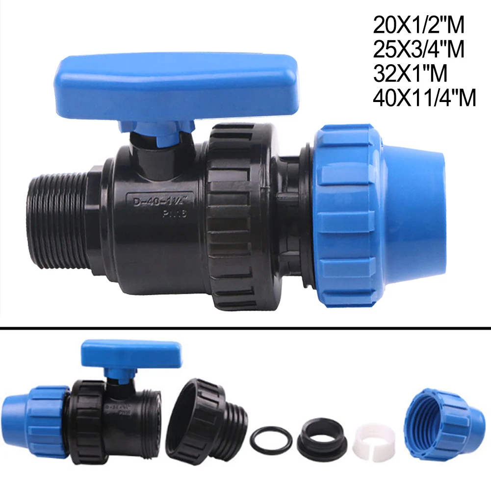 Pipe Valve Switch Plastic External Thread Ball Valve Watering Tube Accessory For Home Garden  Agricultural Water Pipe Parts
