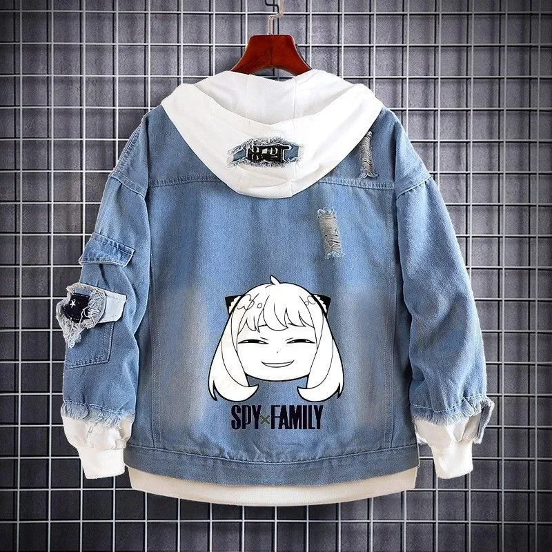 Женские толстовки с принтом SPY×FAMILY джинсовая куртка капюшоном в стиле аниме Anya
