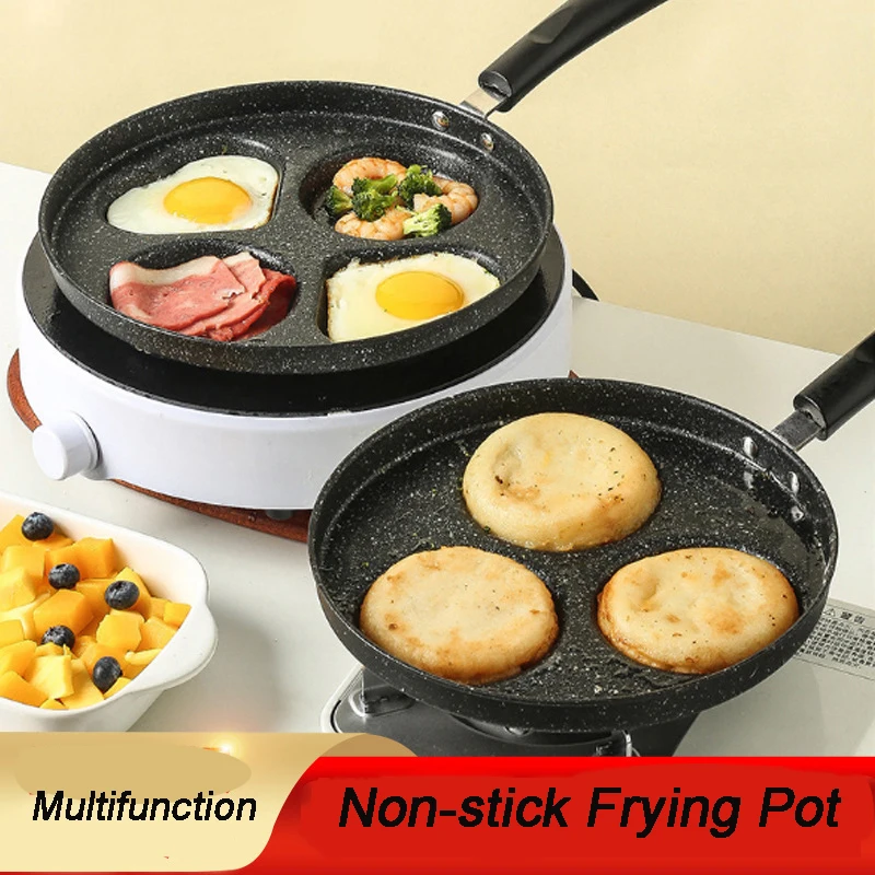 Breakfast Maker Four-hole Frying Pot Thickened Omelet Pan Non-stick Egg Pancake Steak Pan Cooking Egg Ham Pans Multifunction