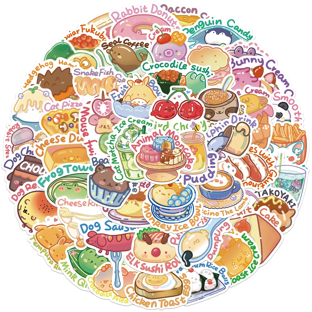 

10/25/50Pcs Ins Cartoon Kawaii Food Animal Stickers Cute Decal DIY Toys Decoration Diary Scrapbook Suitecase Guitar Sticker