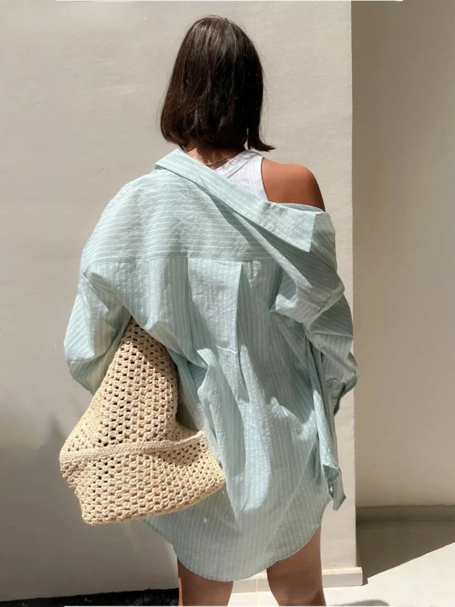 Wolfeel шикарная полосатая женская рубашка свободные рубашки из 100% хлопка топы