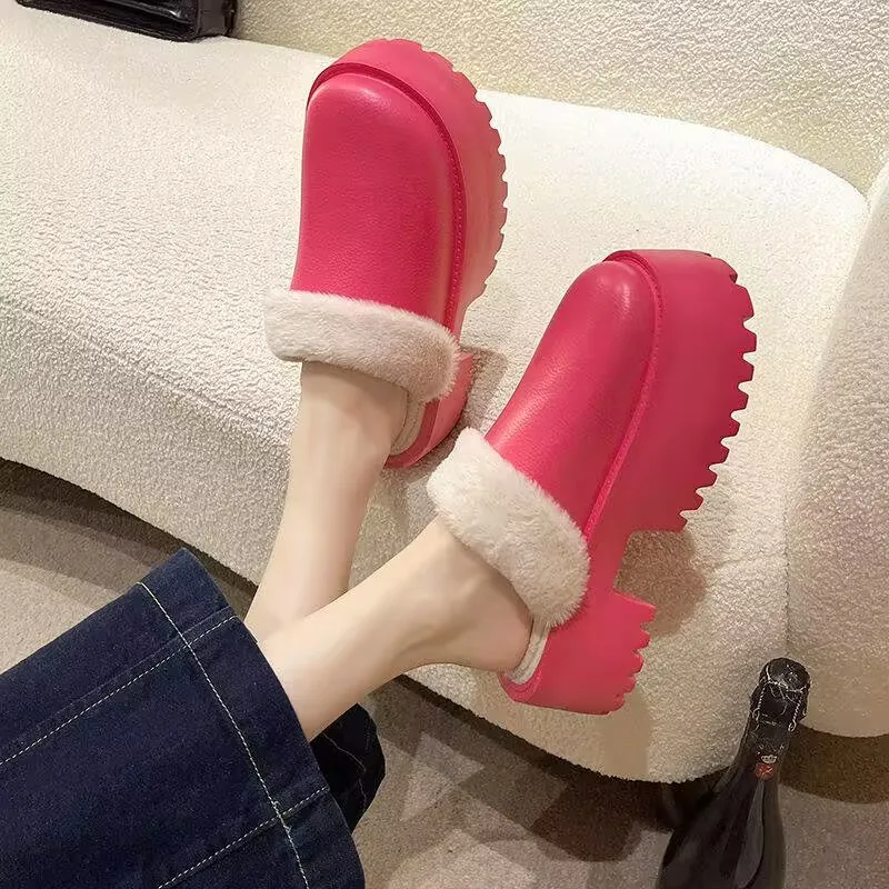 

Women's Winter Cotton Slippers Fashion Indoor Soft Bottom Warm Non-Slip Fluffy Leisure All Wear Boots With Thick Soles