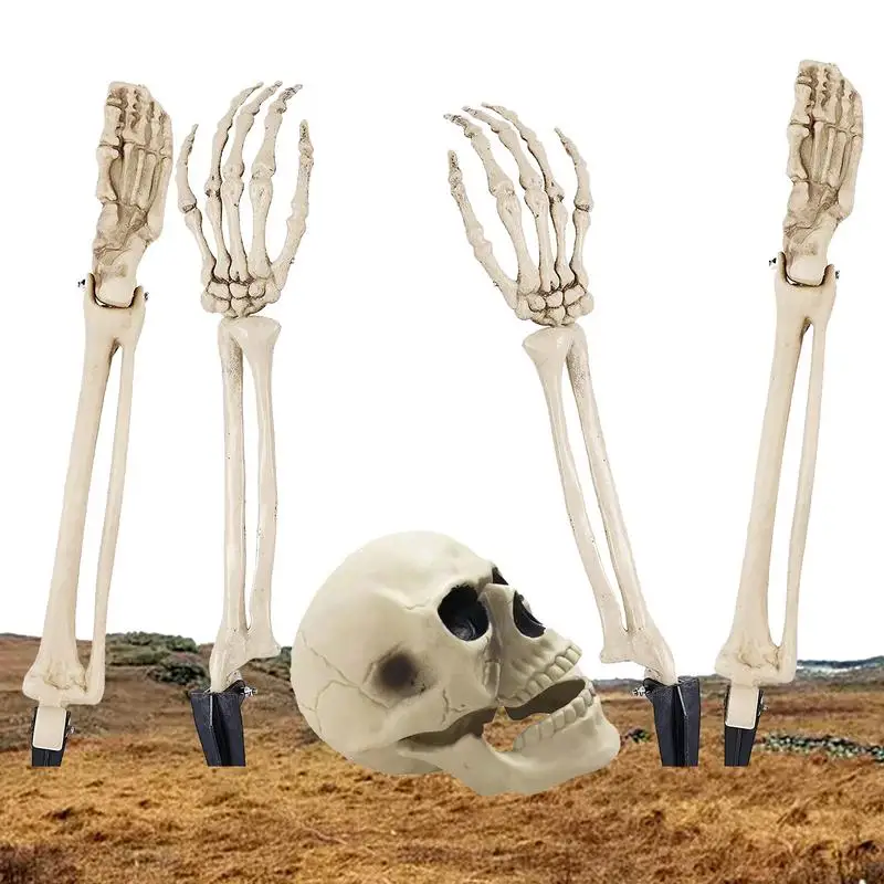 

Skeleton Stakes Halloween Decorations Graveyard Groundbreaker Skull And Arms Legs Realistic Skeleton Bones Halloween Decoration