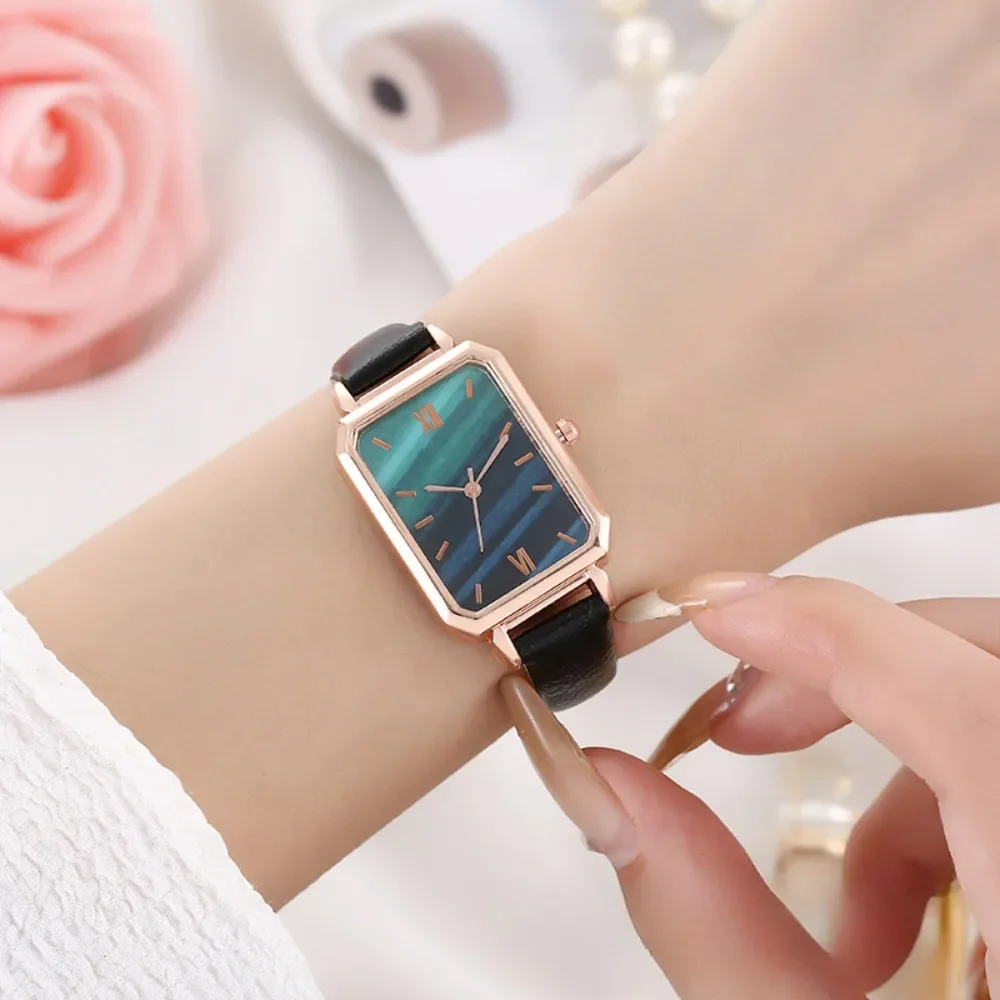 Женские часы модные квадратные женские кварцевые набор браслетов зеленый