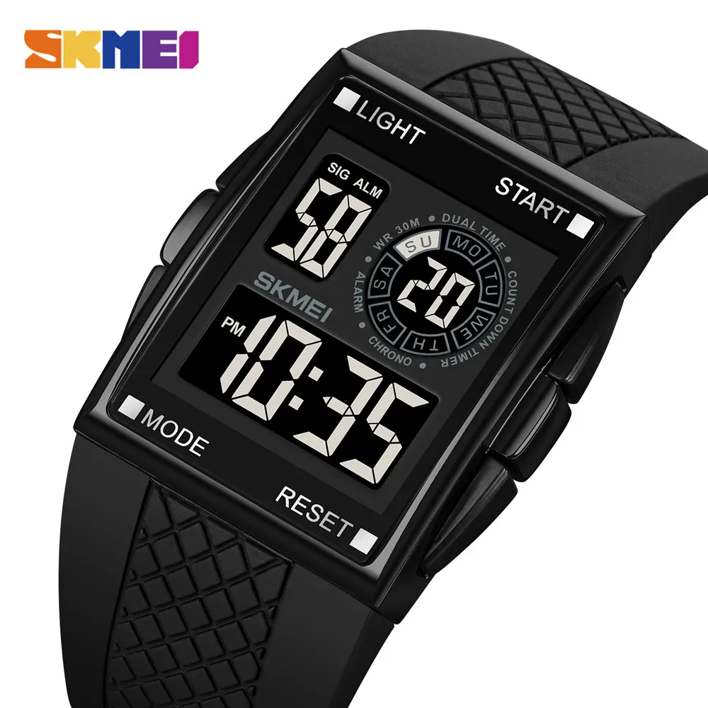 

SKMEI Japan Digital movement Watch Mens military 3Bar Waterproof Countdown LED Light Electronic Wristwatches Clock reloj hombre