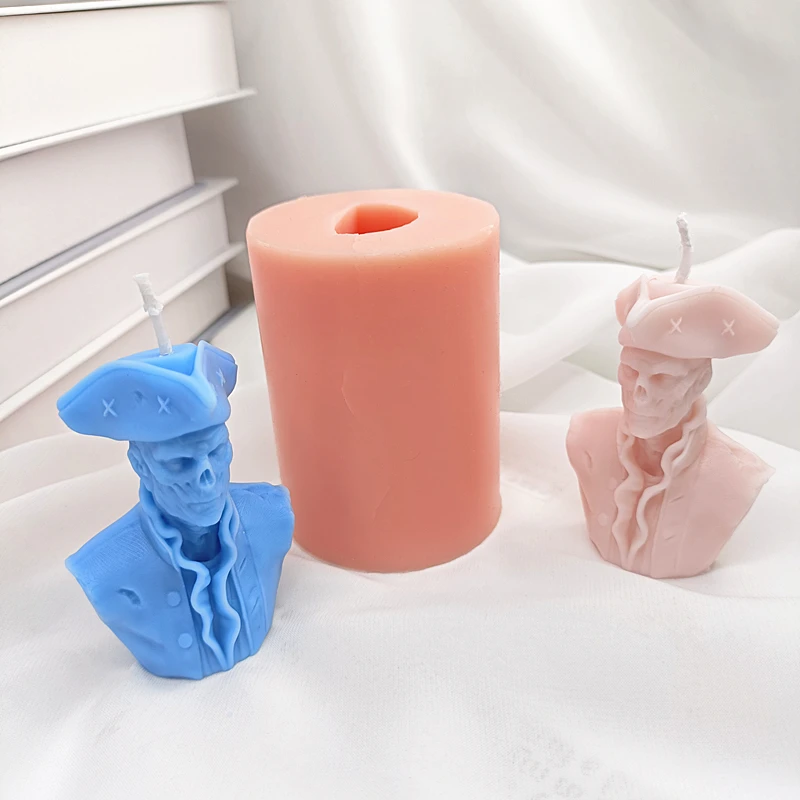 

2022 New 3D Pirate Captain Silicone Mold Halloween Party Aromatherapy Candle Mould Home Decor Handmade Gifts