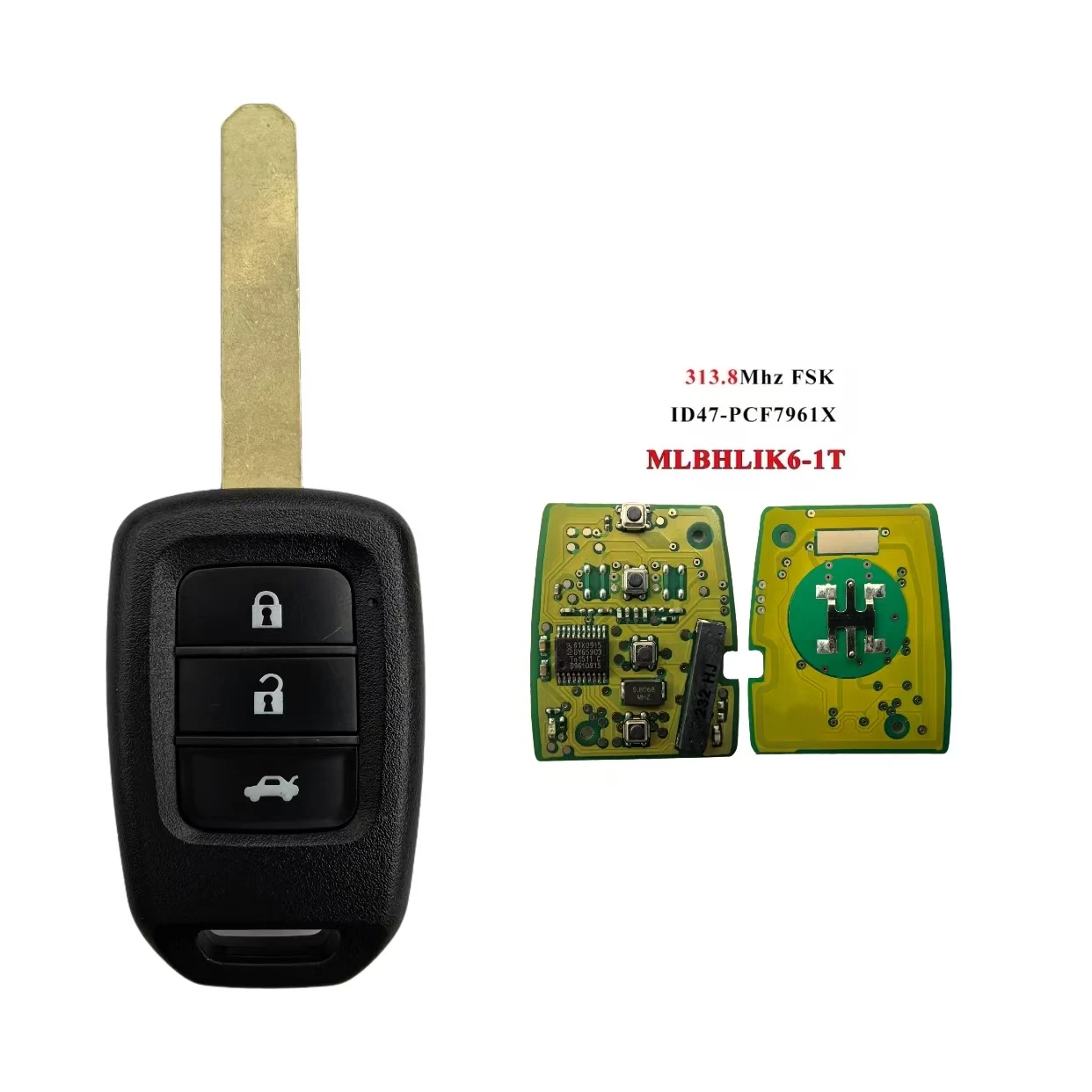 

Автомобильный брелок Jingxin 2/3/4BT PCF7961, чип, дистанционный брелок для Honda 2013-2015 CRV 2013-2017 Accord Civic Fit MLBHLIK6-1TA ID47chip