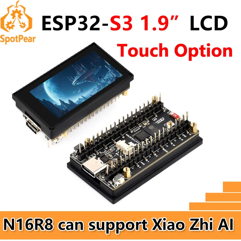 Фото ESP32 S3 N16R8 Макетная плата 1,9-дюймовый ЖК-дисплей 1,9-дюймовый сенсорный экран 170×320 SD-порт RGB LED QMI8658 6-осевой ST7789 CST816 №1