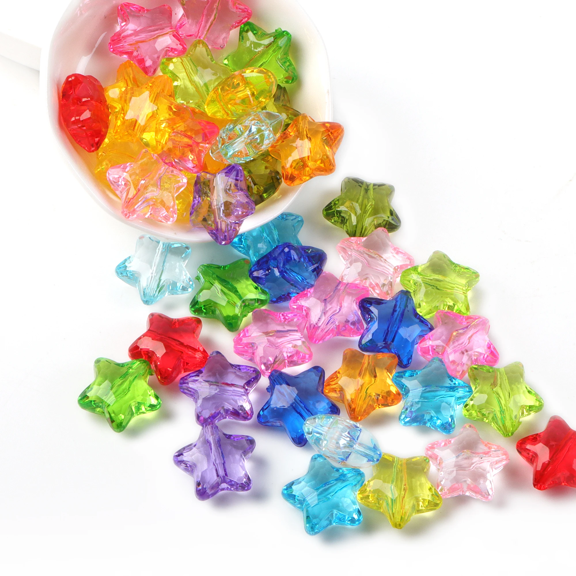 Браслет из прозрачных акриловых бусин, однотонные ювелирные украшения «сделай сам» со звездами, 20 г, Хрустальные стеклянные бусины, аксессуары для волос, ожерелье