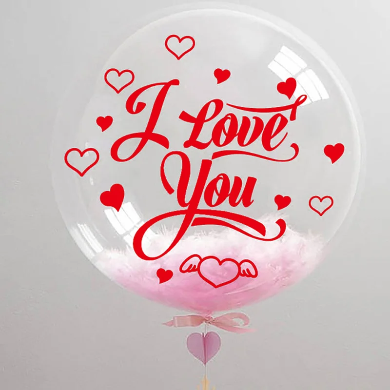 

1PC DIY Party Decor Balloon Sticker I Love You Bobo Ball Transparent Balloon Stickers Balloon Accessory Transfer Balloon Sticker