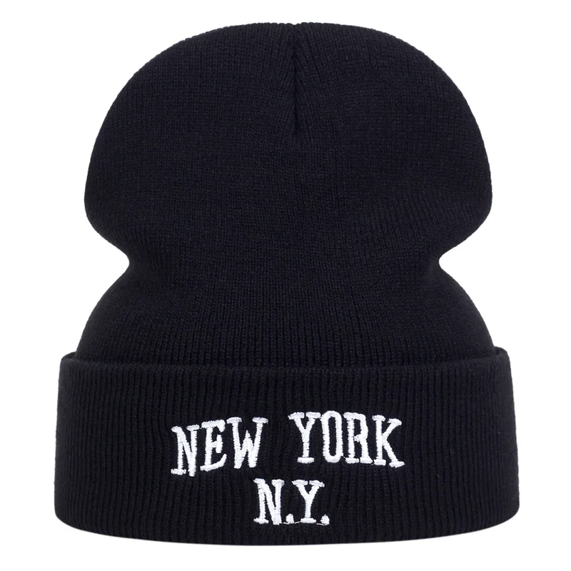 

NEW YORK embroidery knitted beanie hat for autumn winter cotton Fashion beanies hat unisex hip hop warm ski caps wild hats