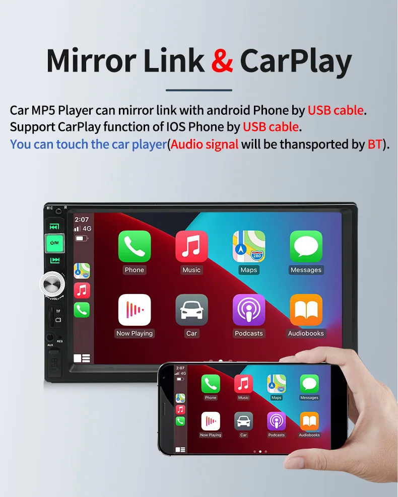 Фото Автомагнитола CarPlay, мультимедийный плеер на Android, с 7 