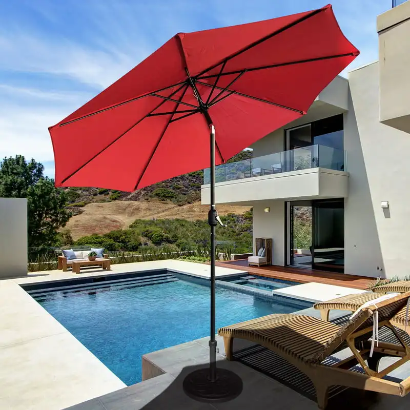 

9 Feet Crank and Tilt Market Umbrella-Red