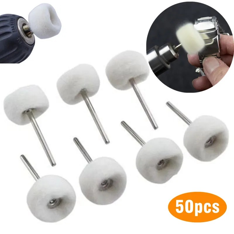 50Pcs Mini grinding sanding head abrasive disc felt 3mm Shank buffing wheels metal Polish Brush Drill Rotary Tool Accessories