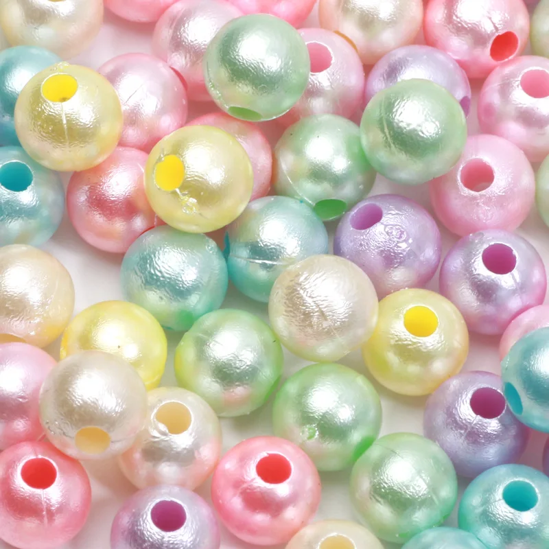 Ful Acrylic Round Beads Shiny For Diy Handmade Jewelry Making Keychain Necklace Hair Clip Supplies