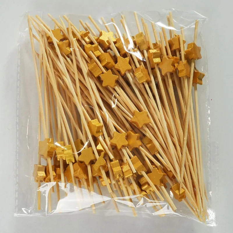

Одноразовые бамбуковые шпажки easy time с золотым покрытием 100 шт.
