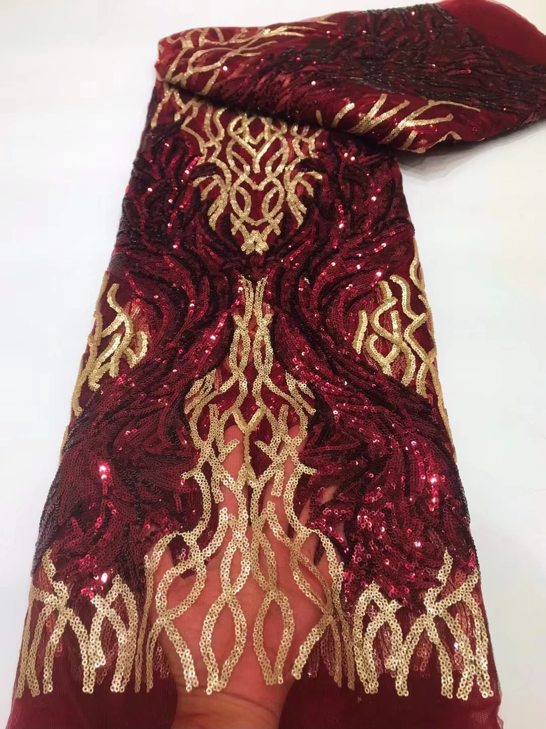 NJLN47 вышитые Французские тюлевые кружева золотого цвета с блестками 2022