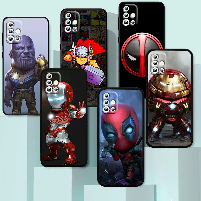 

Marvel Heroes LOGO Cute For Samsung Galaxy A04 A04E A42 A12 A02S A91 A81 A71 A51 A41 A31 A21 A01 Silicone Black Phone Case Cover