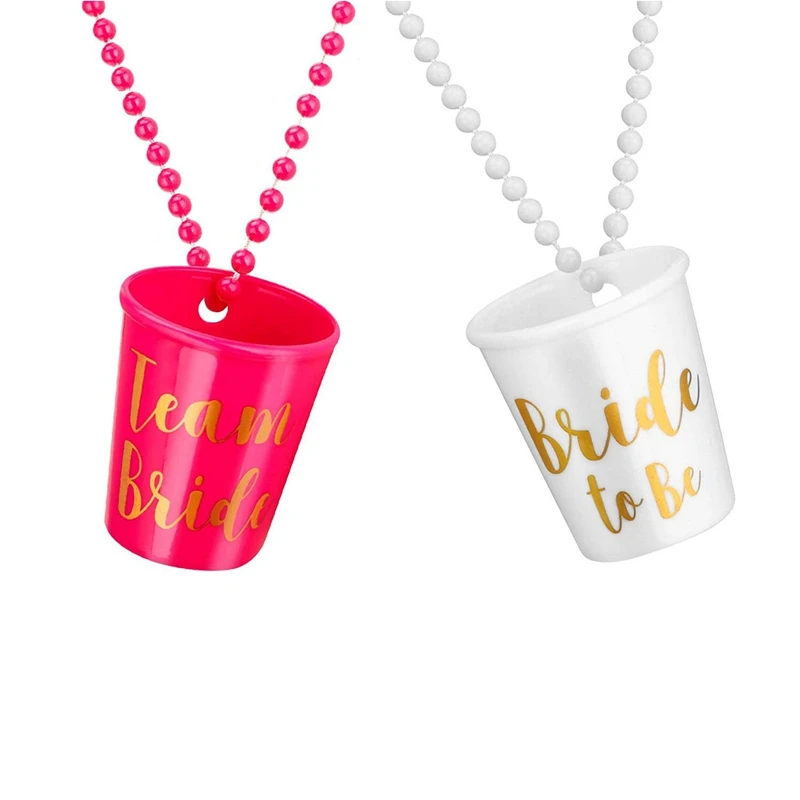 

Best 5 Pcs Team Bride To Be Cup Plastic Shot Glasses Necklace Beads Drinking Cups For Wedding Bridal Shower
