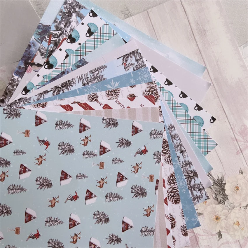 

6" Single-side Printed Fun In Winter Pattern Creative Papercraft Art Paper Handmade Scrapbooking Kit Set Books