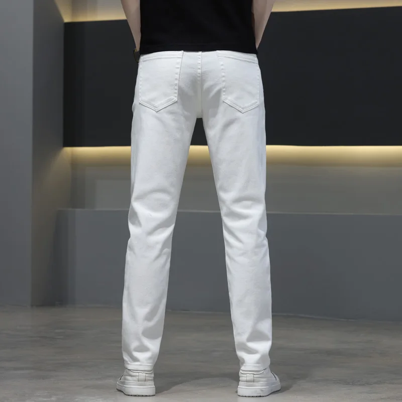 2022 Spring New Men's Straight Fit Pure White Jeans Fashion Casual Classic Elasticity Denim Trousers Male Brand Pants |