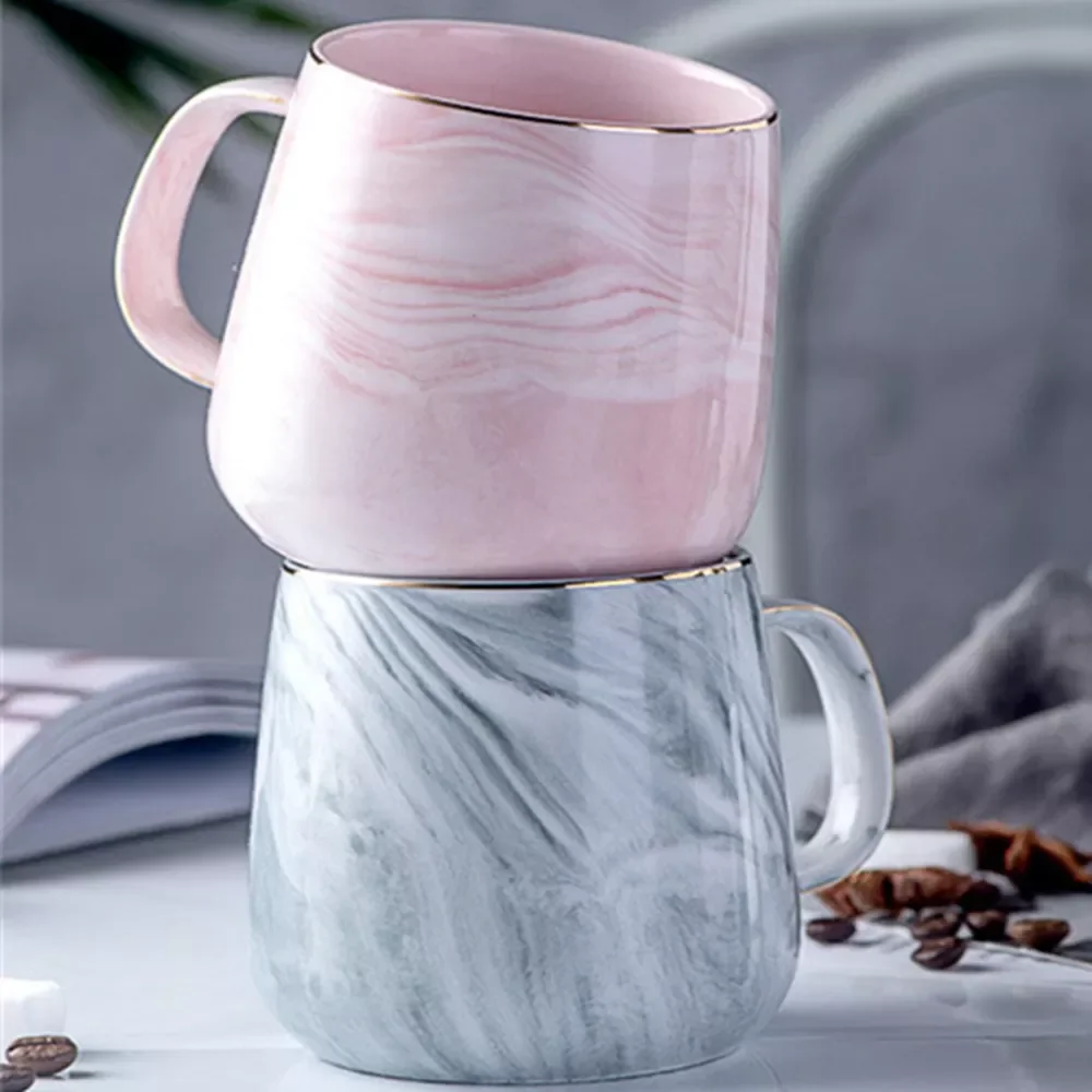 

Europe Milk Coffee Mugs Marble Gold Inlay Mug Breakfast Mug Office Home Drinkware Tea Cup 400ml for Lover's Gifts Dropshipping