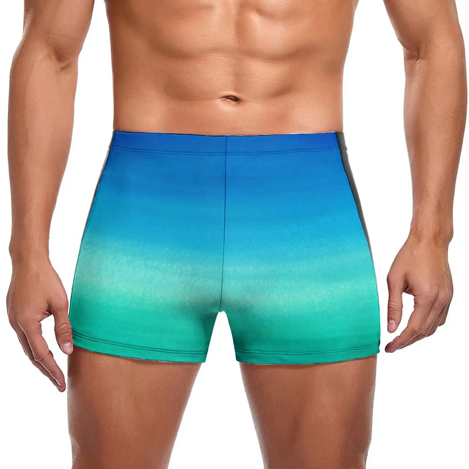 

Blue Green Ombre Swimming Trunks Watercolor Neon Ocean Beach Push Up Swim Shorts Fashion Durable Male Briefs