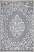 Indoor Outdoor Reversible Plastic Area Rug - 10x13 - Oriental Grey / White