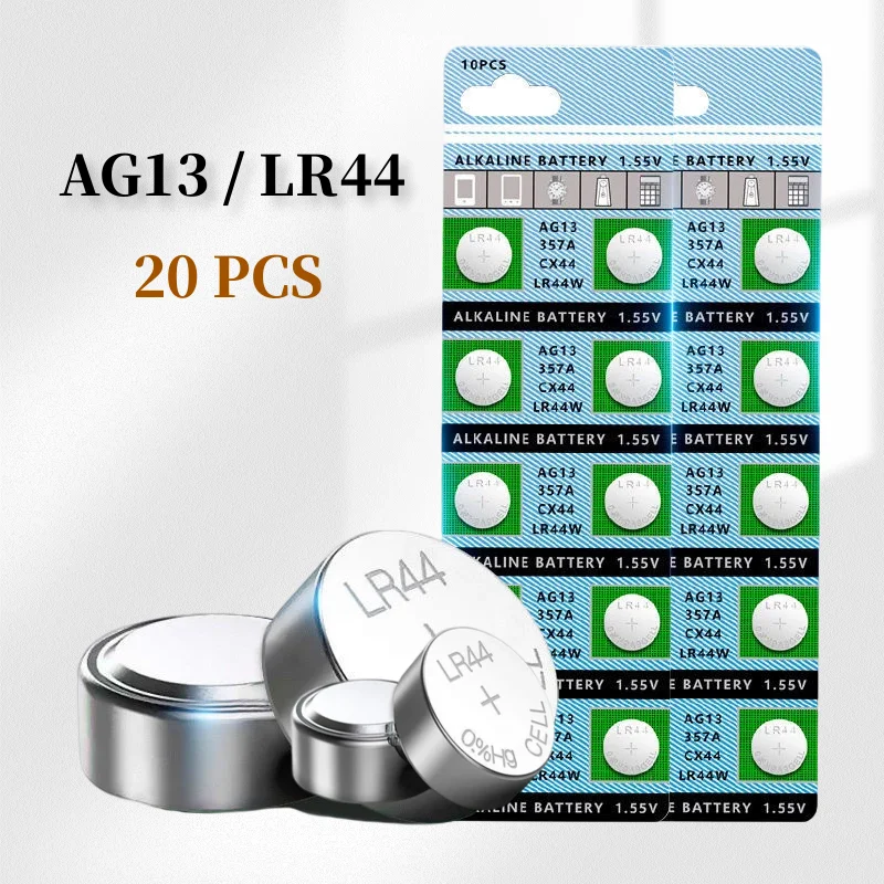 20pcs AG13 LR44 L1154 A76 Alkaline Button Battery Cell Luminous Toy Batter Watch Electronic Clock Movement Flash Alarm Flashligh