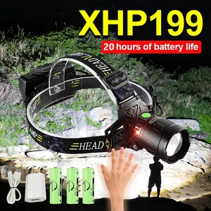 2022 Super XHP199 Powerful Headlamp Rechargeable Head Flashlight High Power Head Lamps XHP90 Led Hea