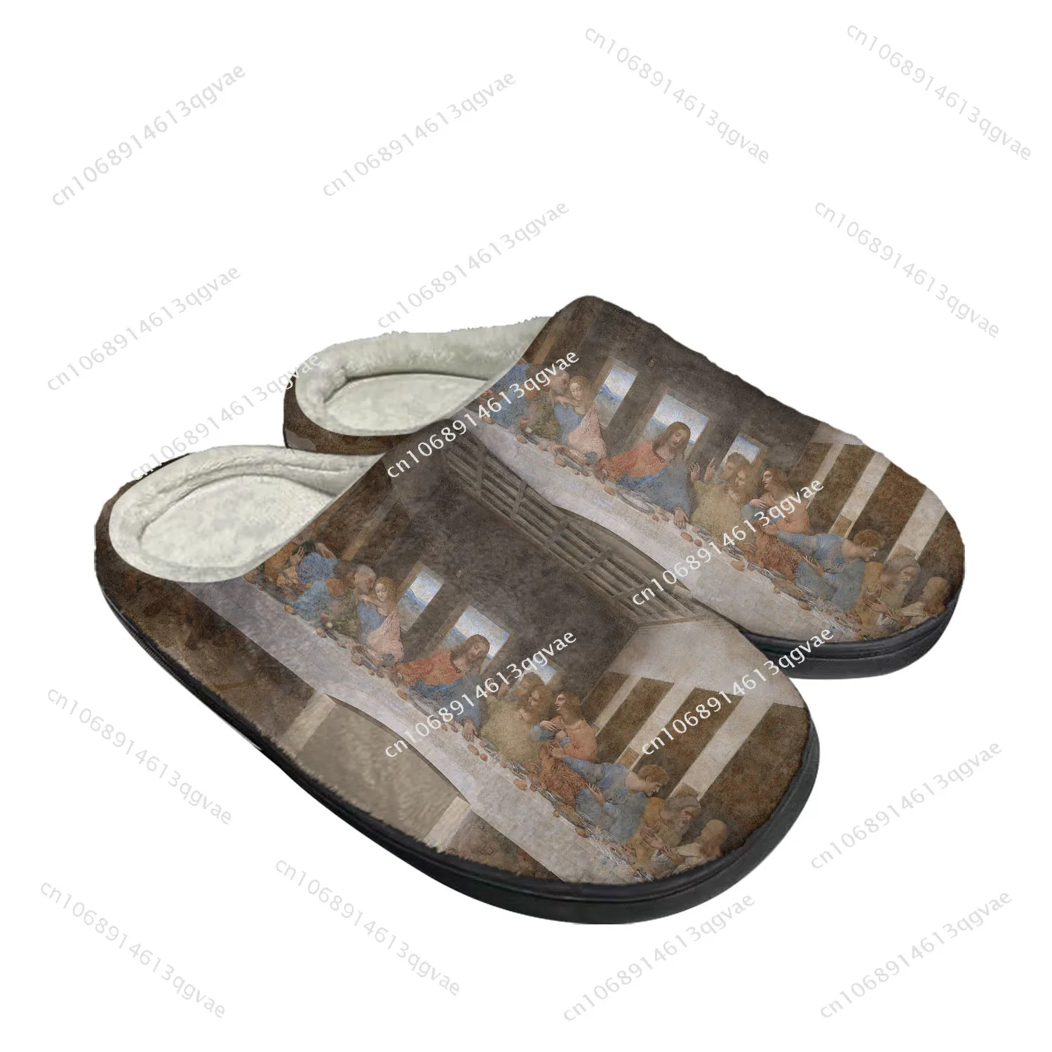 

Da Vinci Last Supper Home Cotton Slippers Mens Womens Plush Bedroom Keep Warm Shoes Thermal Indoor Slipper Customized Shoe